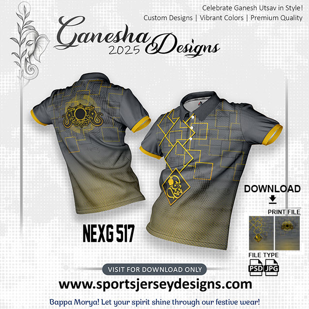 NEXG-517 Ganesha Festival Design for Sublimation Print: Grey And Yellow Color