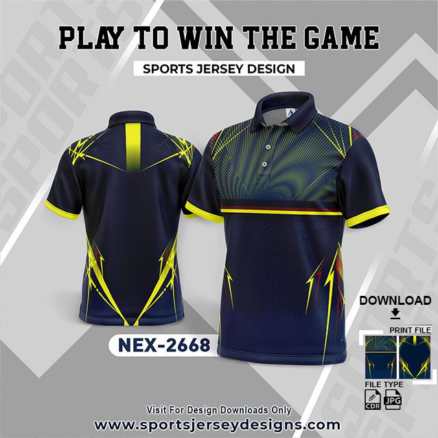 NEX-2668 NAVY BLUE AND LEMON YELLOW GRADIENT SPORTSWEAR SUBLIMATION JERSEY DESIGN