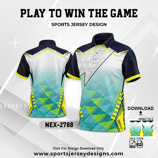 NEX-2788 LEMON YELLOW,BLUE AND NAVY BLUE GRADIENT SPORTSWEAR SUBLIMATION JERSEY DESIGN