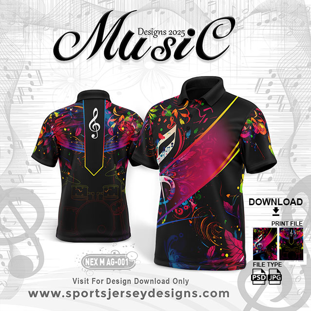 NEX M AG-001 MUSICAL BANJO GROUP SUBLIMATION JERSEY DESIGN IN PINK AND BLACK COLOR