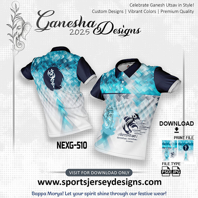 NEXG-510 Ganesha Festival Design for Sublimation Print: Blue And White Color
