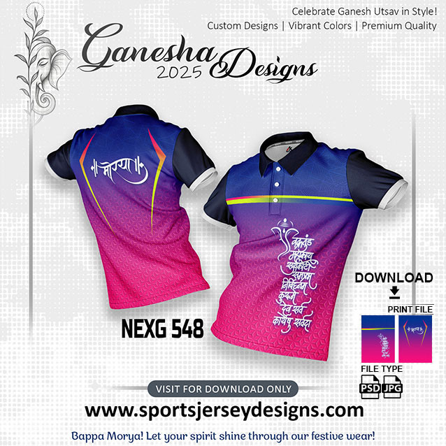 NEXG 548 Ganesha Festival Design for Sublimation Print: Pink And Blue Color