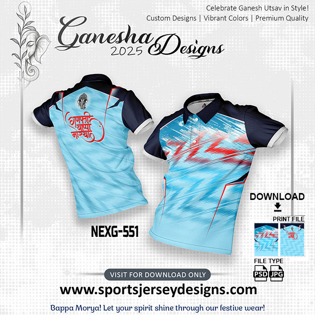 NEXG 551 Ganesha Festival Design for Sublimation Print: Sky Blue And Navy Blue Color
