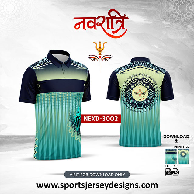 NEXD-3002 Navaratri Festival Design for Sublimation Print With The Combination Of Rama Green And Navy Blue Color