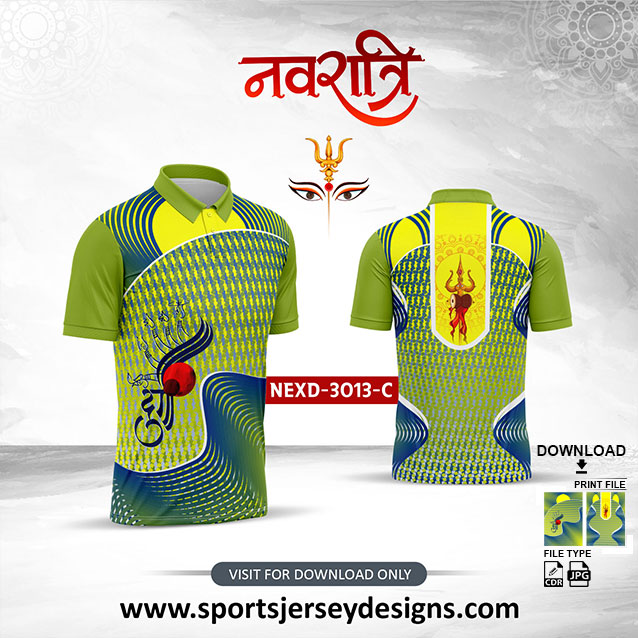 NEXD-3013-C Navaratri Festival Design for Sublimation Print With The Combination Of Green And Lemon Yellow Color