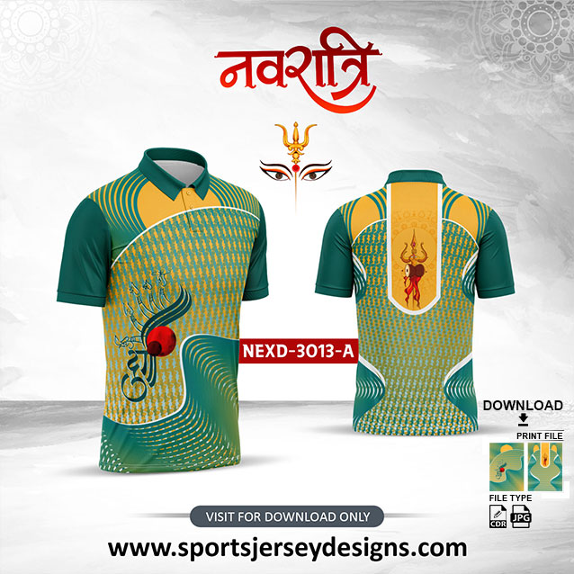 NEXD-3013-A Navaratri Festival Design for Sublimation Print With The Combination Of Bisleri Green And Golden Yellow Color